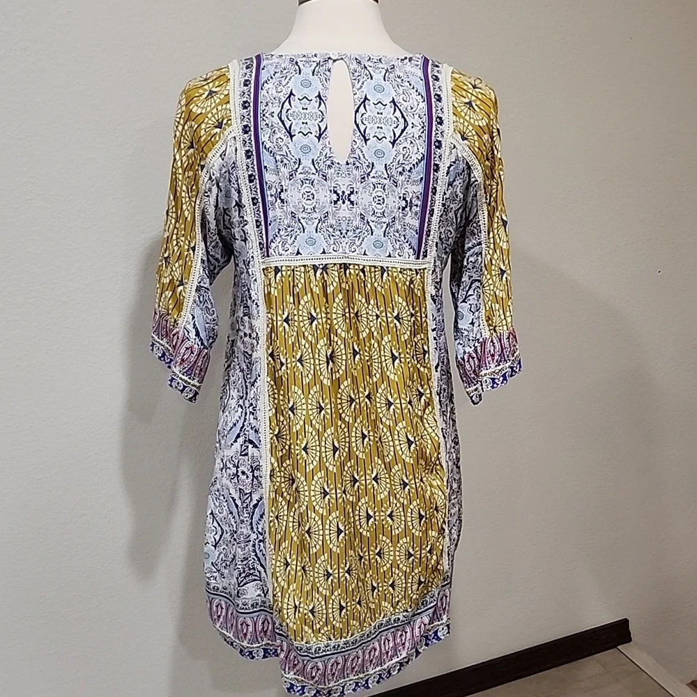 Sundance Terraza Dress Tunic Mixed Print Floral Geometric Boho size Small - Picture 11 of 11